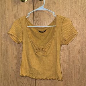 Abercrombie Yellow Cropped Bow Top